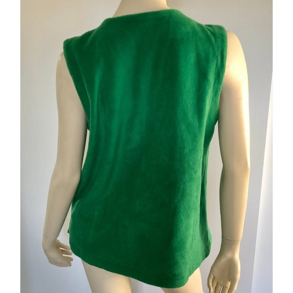 Bob Mackie Wearable Art, Size Medium/Large, Green Fleece Vest with Sequins - Picture 9 of 9